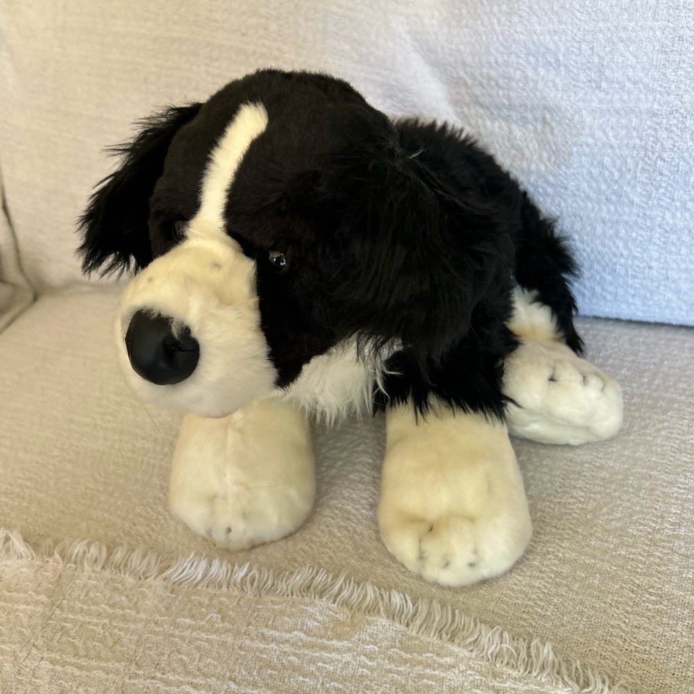 Build-A-Bear Black and White Border Collie Plush Dog